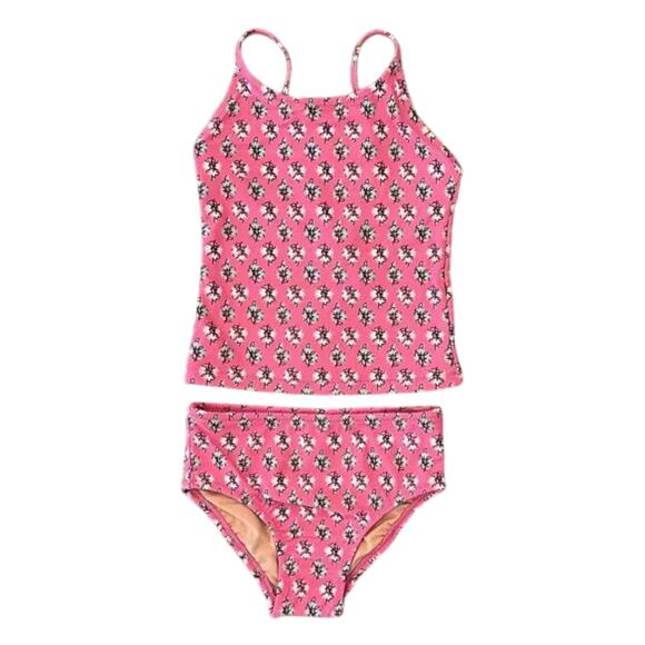 NWT J. Crew Girls' Pink Floral Tankini Set Swimsuit - SIZE 2 - Picture 1 of 10